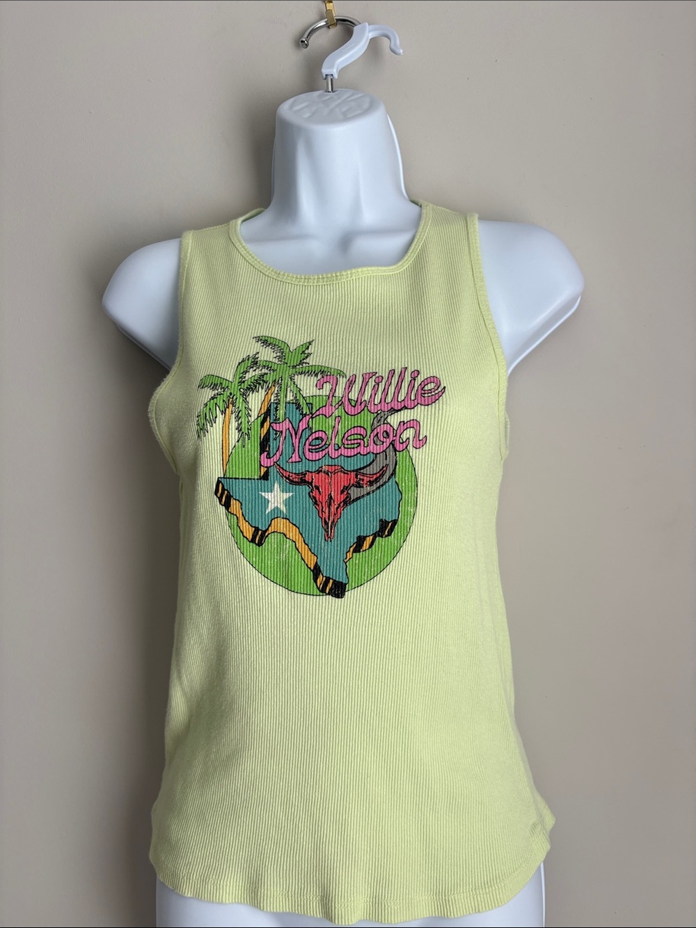 Zion Rootswear Willie Nelson Graphic Tank - Lime and Pink